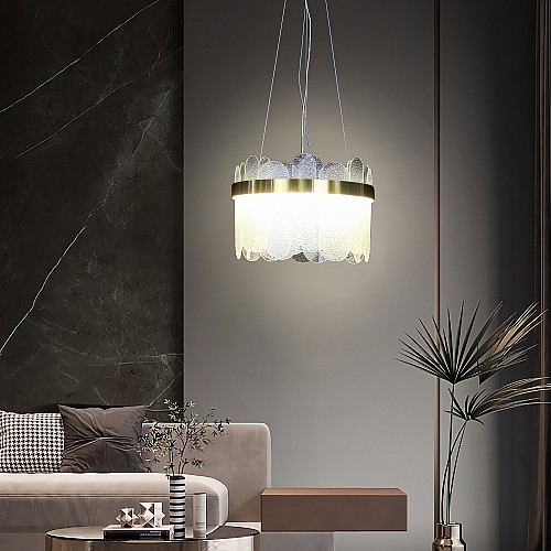 نجف مودرن لون شكل ذهبي متعددة الألوان ( كريمي + اصفر + ابيض ) تصميم يج مع بين الأناقه والحداثه قطر 40 سم