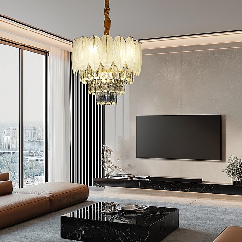 نجف مودرن ذهبي E14*5L قطر 400 ملم