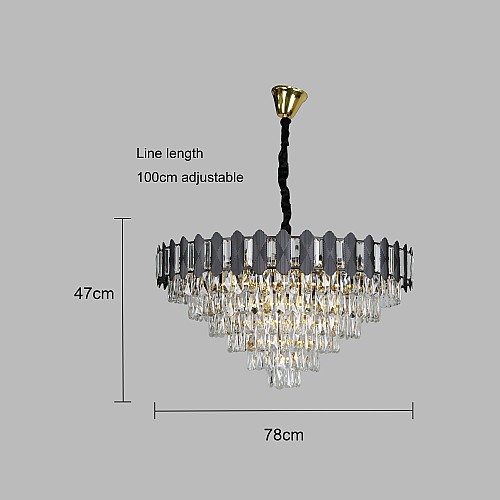 نجف مودرن اسود مع ذهبي E14*15L قطر 800 ملم