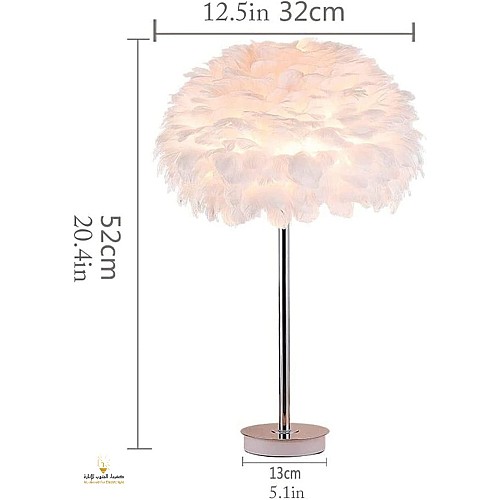 ابجورة مصباح طاولة إضاءة ساحرة ومريحه شكل ريشي ولون فضي فخم وجودة عاليةE27.