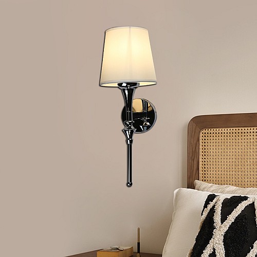 إضاءة ابليك حائط مودرن مفرد فضي مع ابيض E14*1L