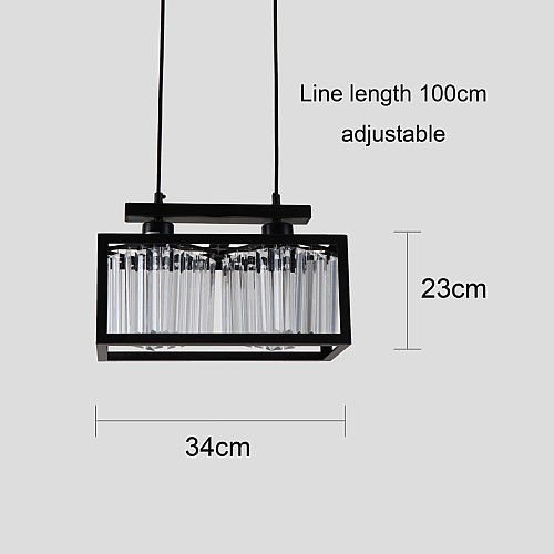 نجف مودرن اسود مع شفاف ثنائي E27*2L