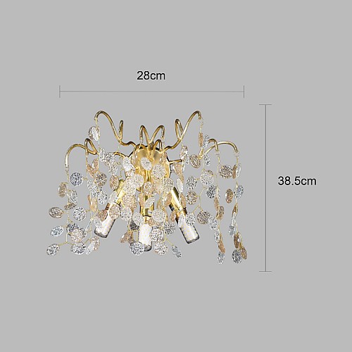 ابليك حائط جداري مودرن ذهبي مع عسلي مع شفاف E14*3 لمبة