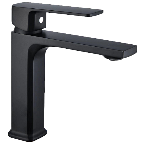 خلاط مغسلة قصير مربع اسود مع ليات