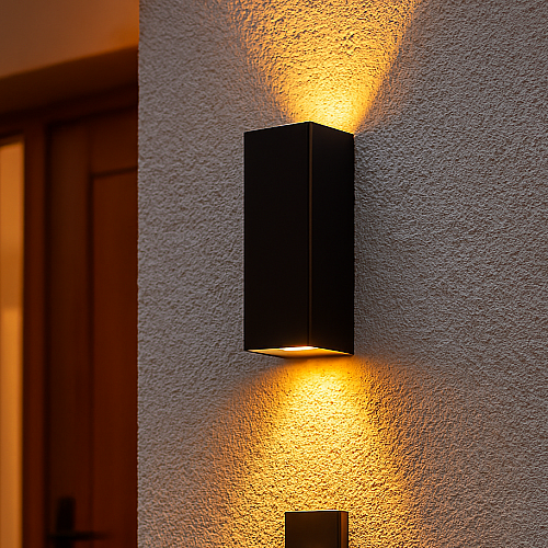 كشاف بوابة جداري اسود مجوز إضاءة فوق و تحت قاعدة لمبة تركيب GU10