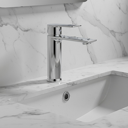 خلاط مغسلة قصير كروم مع ليات