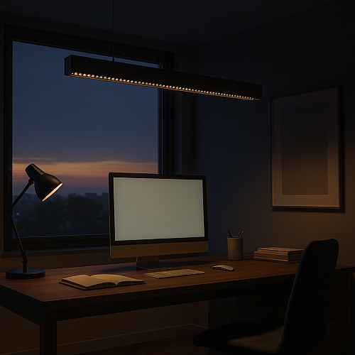 كشاف مسطرة عدسات طول 120 سم اسود لون الانارة شمسي كريمي 50 واط تصميم عصري للمكاتب والمطابخ – إضاءة ناعمة وموفرة للطاقة توفل