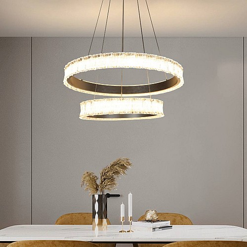 نجف مودرن فضي + ثلاث اضاءات مقاس 40 + 60 سم 125 واط