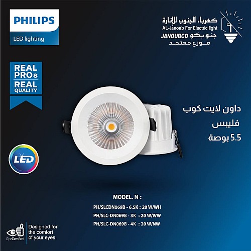 داون لايت كوب دفن ( 6 بوصة - 16 سم ) 20 واط لون الانارة اصفر فيليبس