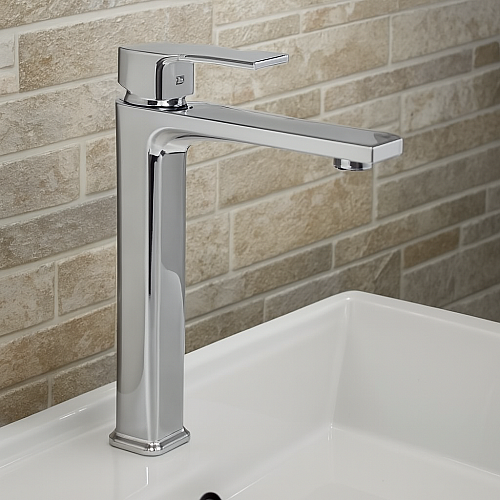 خلاط مغسلة طويل مربع كروم مع ليات