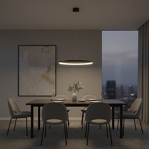 نجف مودرن اسود لون الانارة اصفر 18 واط مقاس 40 سم