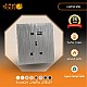 فيش ثلاثي مع منفذ يو اس بي USB مع تايب سي TYPE-C لون بيانو جرافيت