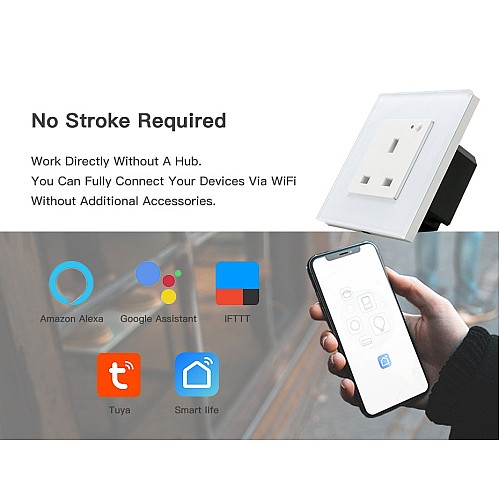 فيش جداري 13 امبير ذكي تحكم عن بعد WiFi سهل الاستخدام يعمل باللمس تحكم بالجوال متوافق مع اليكسا وجوجل هوم توفل
