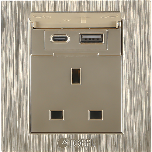 فيش ثلاثي مع منفذ يو اس بي USB مع تايب سي TYPE-C لون ذهبي ملكي توفل فيش ثلاثي مع منفذ يو اس بي USB مع تايب سي TYPE-C لون ذهبي ملكي توفل