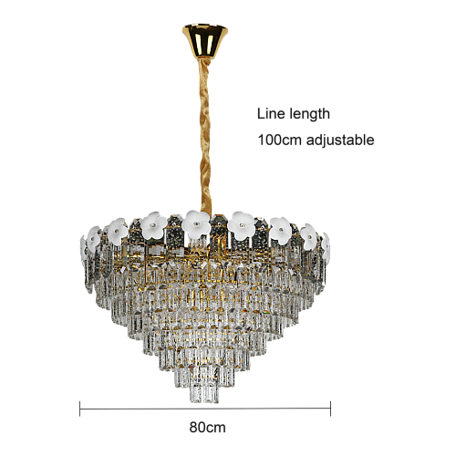 نجف كريستال ذهبي E14*15L قطر 800 ملم نجف كريستال ذهبي E14*15L قطر 800 ملم