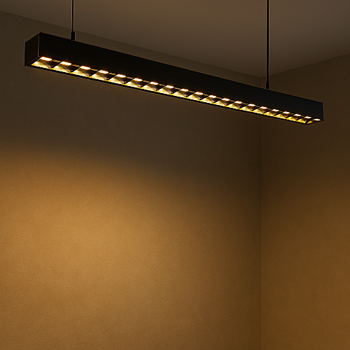 كشاف مسطرة عدسات طول 120 سم اسود لون الانارة اصفر 50 واط تصميم عصري للمكاتب والمطابخ – إضاءة ناعمة وموفرة للطاقة توفل