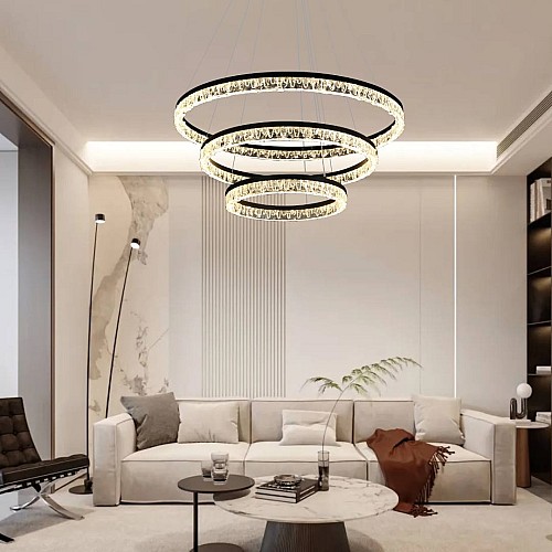 نجف مودرن قطر 40*60*80 سم اسود لون الانارة 3 اضاءات 125 واط