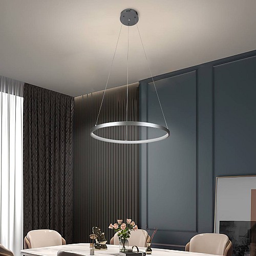 نجف مودرن فضي لون الانارة اصفر قطر 40 سم 18 واط