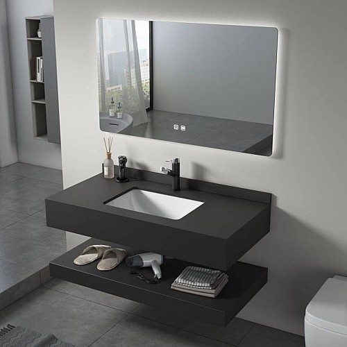 مغسلة سيراميك دورين اسود مطفي مع مراية ليد 3 قطع مقاس 100*50 سم