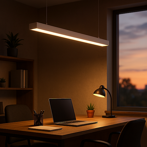 كشاف بنل مكتبي معلق أو لطش غطاء ابيض لون الانارة اصفر 30 واط طول 120 سم