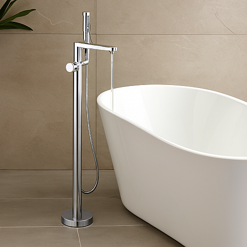 خلاط بانيو ارضي مدور ارتفاع 1.5 متر كروم