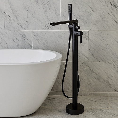 خلاط بانيو ارضي مدور ارتفاع 1.5 متر اسود