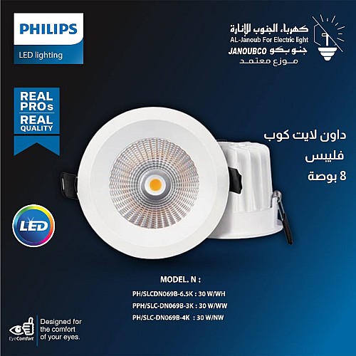 داون لايت كوب دفن ( 8 بوصة - 20 سم ) 30 واط لون الانارة شمسي كريمي فيليبس
