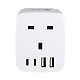 توصيلة قابس جداري افياش ثلاثي مفرد مع مدخل USB + 2 Type-C توفل