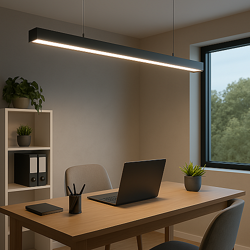 كشاف بنل مكتبي معلق أو لطش غطاء اسود لون الانارة شمسي كريمي 30 واط طول 120 سم