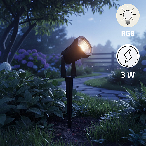 كشاف حديقة غرس متحرك لون الانارة ملون RGB مع ريموت تحكم 3 واط
