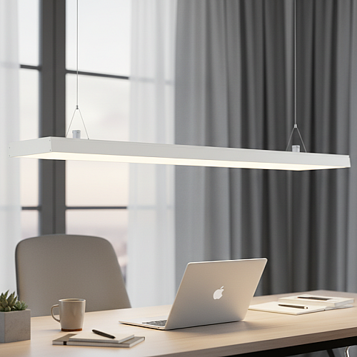 كشاف بنل مكتبي معلق أو لطش غطاء ابيض لون الانارة ابيض 60 واط طول 120 سم