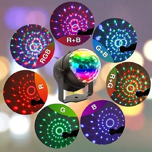 مصباح كرة ديسكو RGB ملون ، مصابيح متحرك مصابيح المسرح التلقائي لوضع الفلاش للحفلات تعمل على USB مع ريموت تحكم