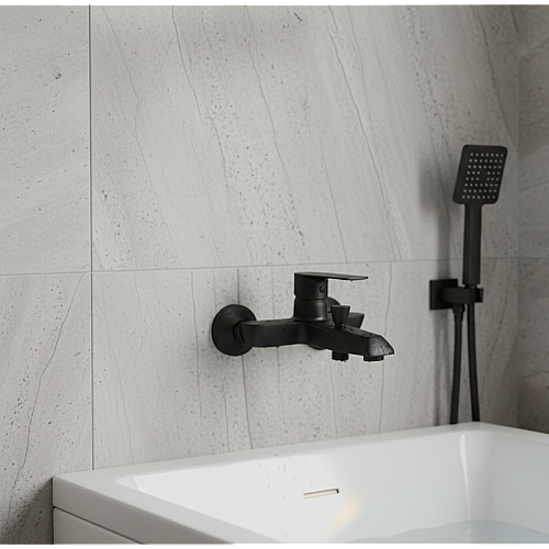 خلاط دش نحاس زنك مدور مع طقم سماعة اسود