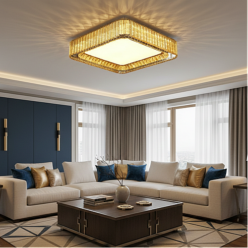 نجف مودرن فضي لون الانارة 3 اضاءات 800*800 180 واط