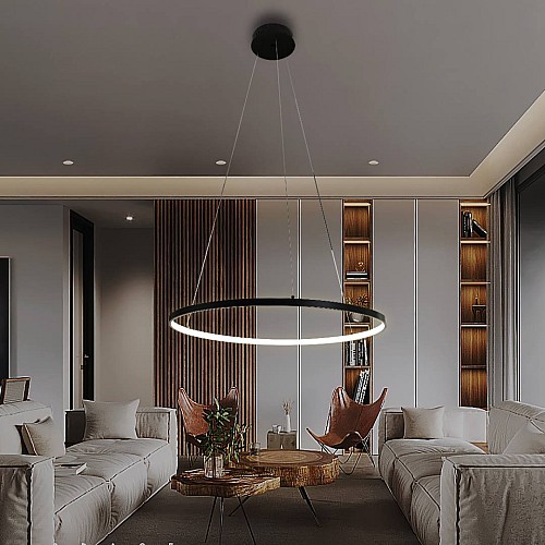 نجف مودرن اسود لون الانارة اصفر 20 واط مقاس 60 سم