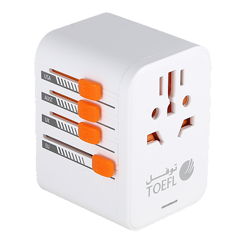 قسام محول سفر عالمي 100 واط دولي مع 5 منافذ شحن USB (3 USB C) منفذ عالمي للولايات المتحدة الى اوروبا والمملكة المتحدة واستراليا وايرلندا (النوع C/G/A/I)