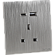 فيش ثلاثي مع منفذ يو اس بي USB مع تايب سي TYPE-C لون بيانو جرافيت