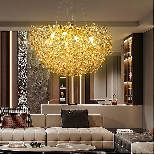 نجف مودرن ذهبي شفاف عسلي E14*15L قطر 100 سم