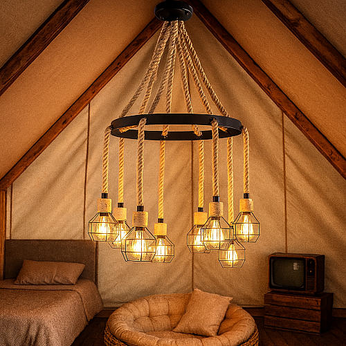 نجف استيل اسود E27*8