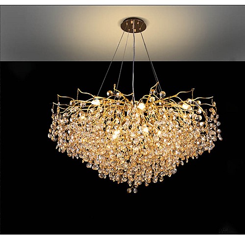 نجف مودرن ذهبي شفاف عسلي E14*15L قطر 100 سم