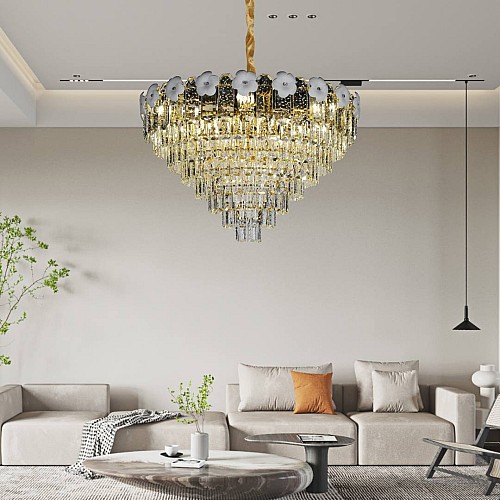 نجف كريستال ذهبي E14*15L قطر 800 ملم نجف كريستال ذهبي E14*15L قطر 800 ملم