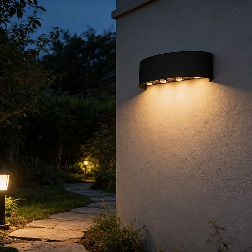 جداري بوابة همر خارجي اسود لون الانارة اصفر رباعي 8عين LED بلاستيك