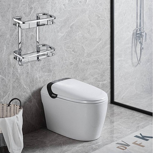 رف حمام كروم فضي ستانلس ستيل 304 دورين