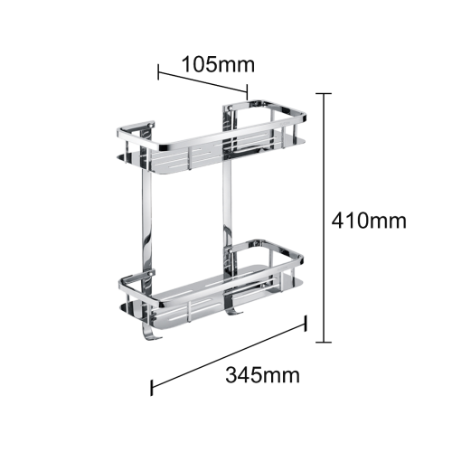 رف حمام كروم فضي ستانلس ستيل 304 دورين