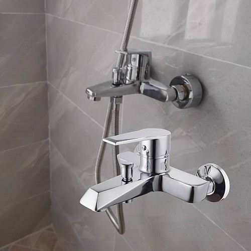 خلاط دش مع سماعة مدور طقم كروم