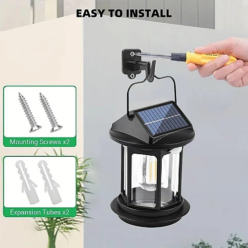  صورة منتج كشاف فانوس معلق متنقل حائط يعمل بالطاقة الشمسية مع حساس ضوء موديل HU/SA2495BK+WW+WH