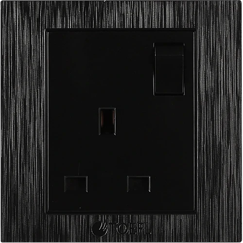  صورة منتج فيش ثلاثي مع مفتاح 13 امبير لون اسود حجري توفل موديل TF11C3BS/BK