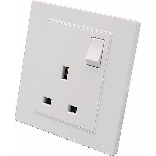  صورة منتج فيش ثلاثي مع مفتاح 13 امبير لون ابيض ساده توفل موديل TF11C3BS/WH