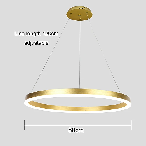 علاقي مودرن ا ذهبي مع انارة لون الاضاءة اصفر قطر 80 سم