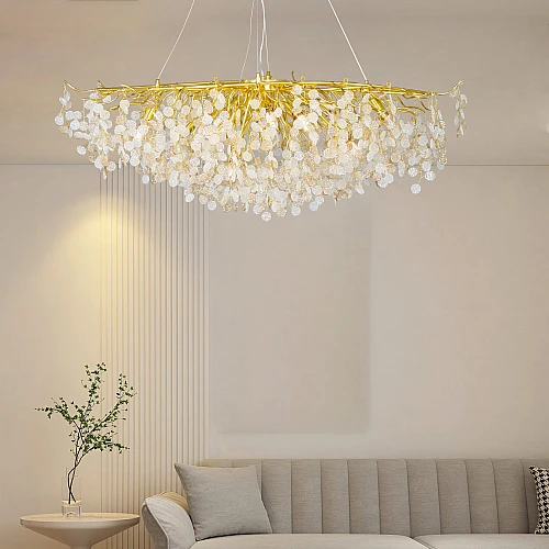 نجف مودرن ذهبي مع عسلي مع شفاف E14*13 لمبة مقاس 120 سم